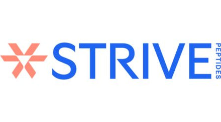 Strive Peptides Logo in Brighter Blue with Sedona-colored Wayfinder
