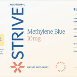 The full label for Methylene Blue 10mg from Strive Peptides